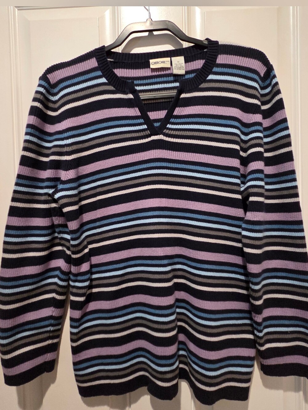 Cherokee Vintage Knit Ribbed Stripped Preppy 90s Y2K Top Women's 1X